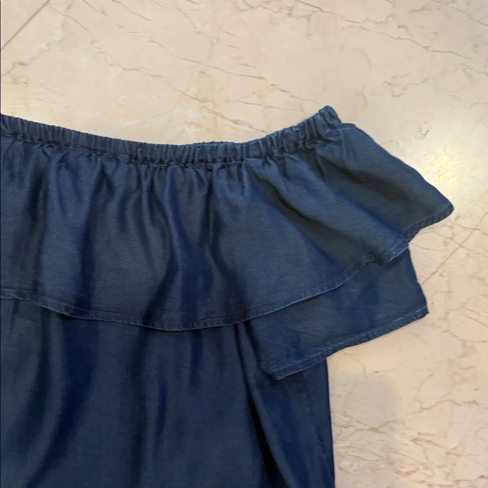 Halston Heritage Navy Ruffle Tube Top - Picture 8 of 11